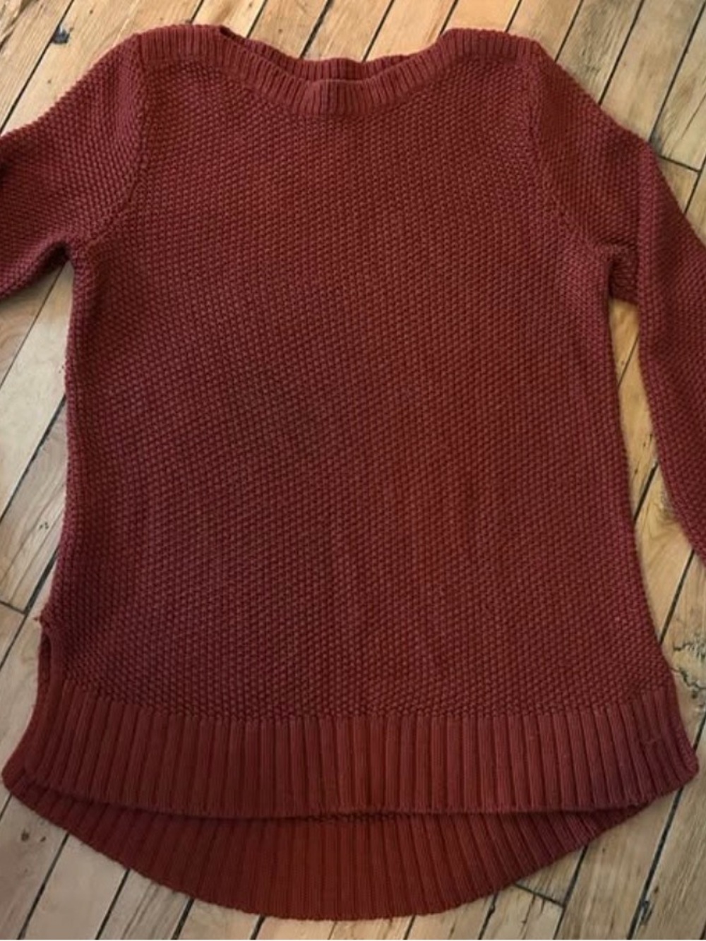 L.L. Bean Rust Crewneck Textured Knit Sweater